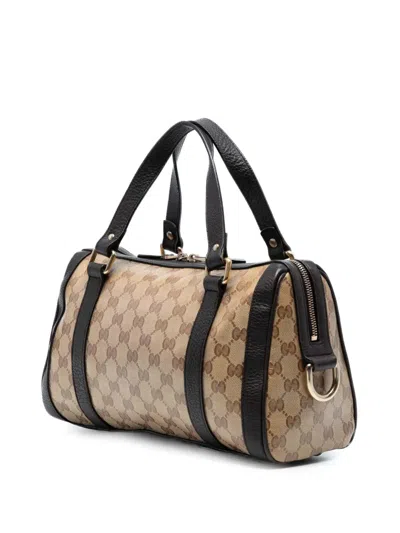 Pre-owned Gucci 2016-2025 Medium Gg Crystal Duchessa Boston Bag Satchel In Brown