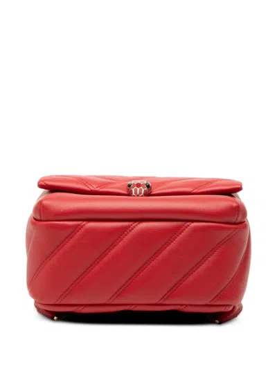 Pre-owned Bvlgari 2010-2025 Leather Serpenti Cabochon Backpack In Red