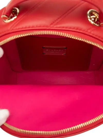 Pre-owned Bvlgari 2010-2025 Leather Serpenti Cabochon Backpack In Red