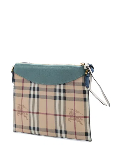 Pre-owned Burberry 2000-2017 Haymarket Check Canvas Peyton Crossbody Bag In Brown