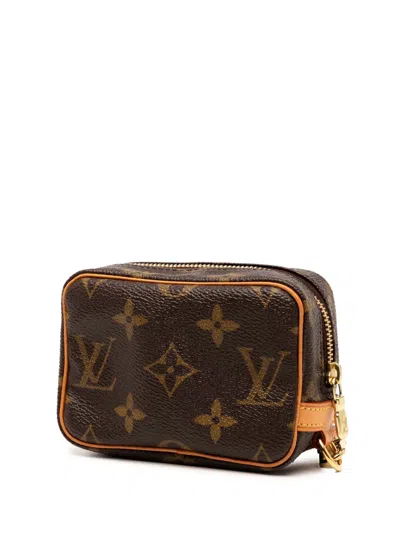 Pre-owned Louis Vuitton 2005 Monogram Trousse Wapity Pouch In Brown