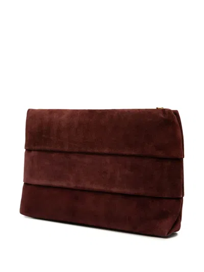 Pre-owned Ferragamo 2010-2025 Suede Clutch Bag In Red