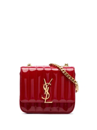 Pre-owned Saint Laurent 2019 Small Patent Vicky Crossbody Bag In Red
