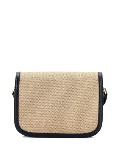 Pre-owned Gucci Horsebit 1955 Canvas And Leather Small Shoulder Bag In Neutral