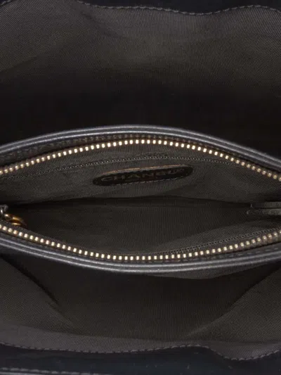 Pre-owned Chanel 1997-1999 Cc Lambskin Tortoise Top Handle Tote Bag In Black