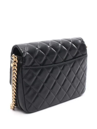 Pre-owned Chanel 2021-2025 Mini Cc Quilted Lambskin Flap Bag Crossbody Bag In Black