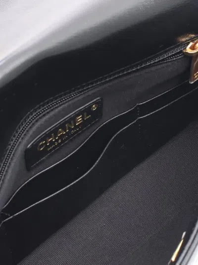 Pre-owned Chanel 2021-2025 Mini Cc Quilted Lambskin Flap Bag Crossbody Bag In Black