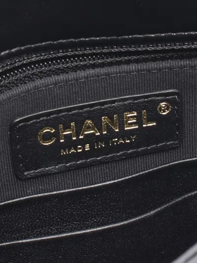 Pre-owned Chanel 2021-2025 Mini Cc Quilted Lambskin Flap Bag Crossbody Bag In Black