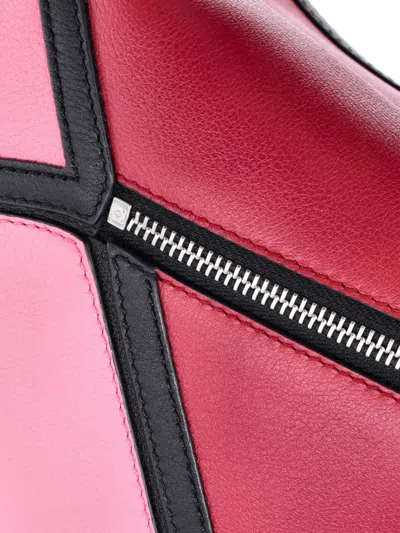 Pre-owned Loewe Puzzle Bag Leather Small Satchel In Red