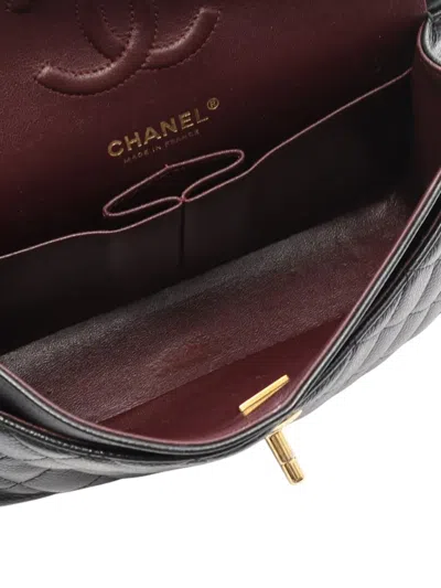 Pre-owned Chanel 2021-2025 Medium Classic Caviar Double Flap Shoulder Bag In Black