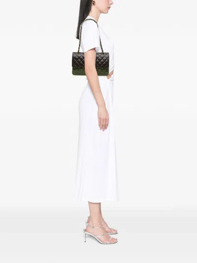 Pre-owned Chanel 2013-2014 Medium Classic Tricolor Lambskin Double Flap Shoulder Bag In Green