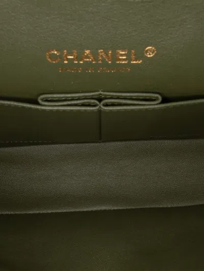 Pre-owned Chanel 2013-2014 Medium Classic Tricolor Lambskin Double Flap Shoulder Bag In Green