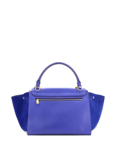 Pre-owned Celine Trapeze Bag Leather Medium Satchel In Blue
