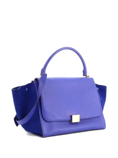Pre-owned Celine Trapeze Bag Leather Medium Satchel In Blue