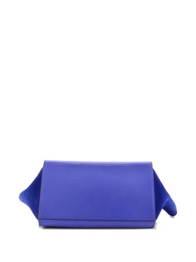 Pre-owned Celine Trapeze Bag Leather Medium Satchel In Blue