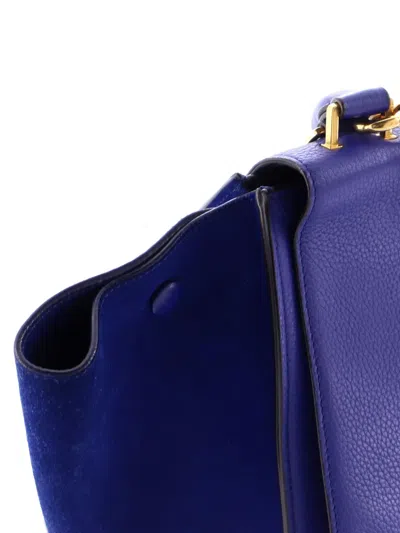 Pre-owned Celine Trapeze Bag Leather Medium Satchel In Blue