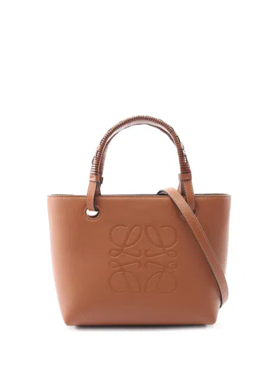 Pre-owned Loewe 2010-2025 Mini Leather Anagram Satchel In Brown