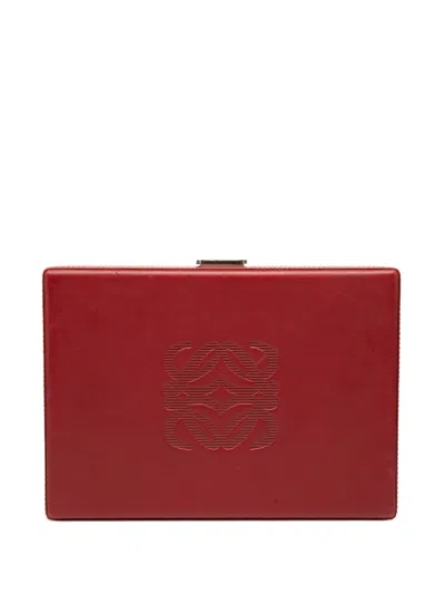 Pre-owned Loewe 2000-2025 Leather Anagram Jewelry Box In Red
