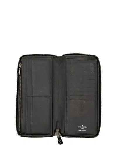 Pre-owned Louis Vuitton 2021-2025 Monogram Eclipse Vertical Zippy Wallet Long Wallets In Black