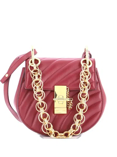 Pre-owned Chloé Drew Bijou Quilted Leather Small Crossbody Bag In Red