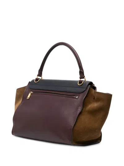 Pre-owned Celine 2012 Medium Tricolor Leather Trapeze Satchel In Red