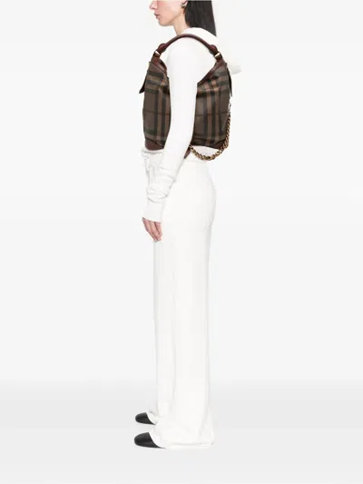 Pre-owned Burberry 2000-2017 Medium Smoke Check Coated Canvas Chain Hobo Bag In Brown