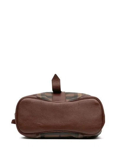 Pre-owned Burberry 2000-2017 Medium Smoke Check Coated Canvas Chain Hobo Bag In Brown