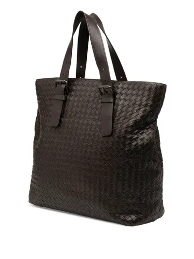 Pre-owned Bottega Veneta 2012-2025 Nappa Intrecciato Belted Tote Bag In Brown