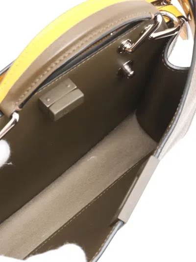 Pre-owned Fendi 2009 Small Bicolor Leather Peekaboo Iseeu Satchel In Brown