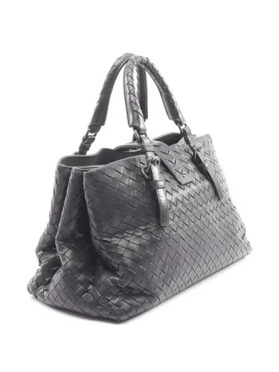 Pre-owned Bottega Veneta 2012-2025 Small Intrecciato Rome Handbag In Black