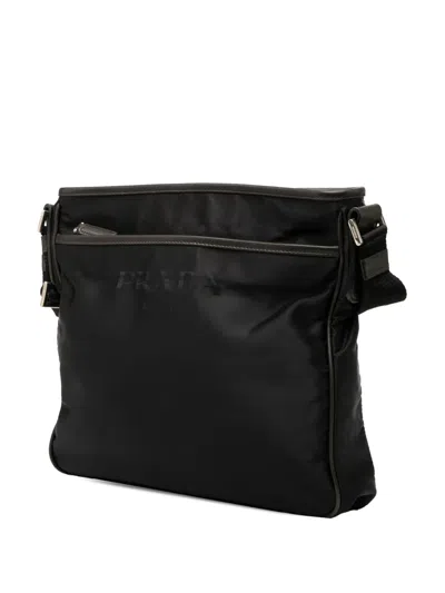 Pre-owned Prada 2013-2025 Tessuto Zip Top Crossbody Bag In Black