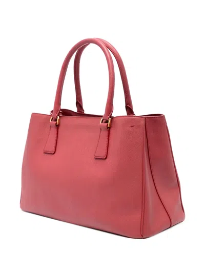 Pre-owned Prada 2013-2025 Medium Saffiano Lux Galleria Satchel In Red