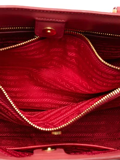 Pre-owned Prada 2013-2025 Medium Saffiano Lux Galleria Satchel In Red