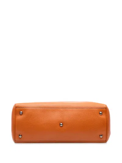 Pre-owned Gucci 2016-2025 Medium Calfskin Bamboo Shopper Satchel In Orange