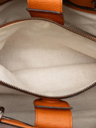 Pre-owned Gucci 2016-2025 Medium Calfskin Bamboo Shopper Satchel In Orange