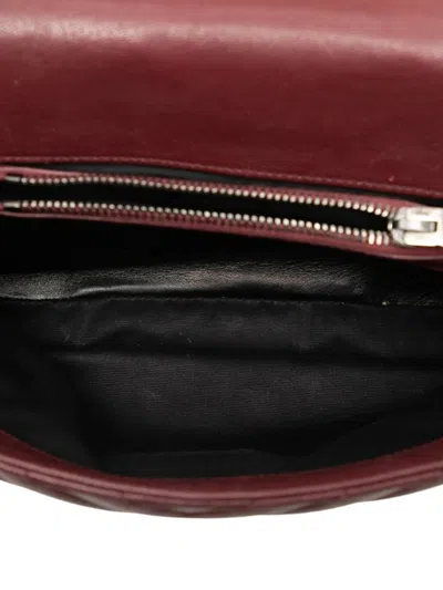 Pre-owned Saint Laurent 2016 Medium Chevron Sheepskin Monogram College Satchel In Red