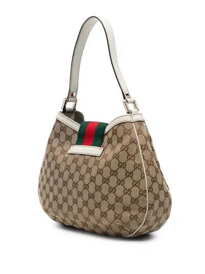 Pre-owned Gucci 2016-2025 Medium Gg Canvas New Ladies Web Shoulder Bag In Brown