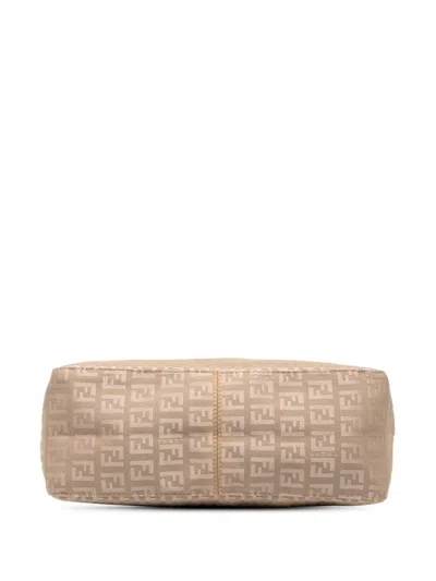 Pre-owned Fendi 2000-2010 Zucchino Canvas Pochette Shoulder Bag In Brown