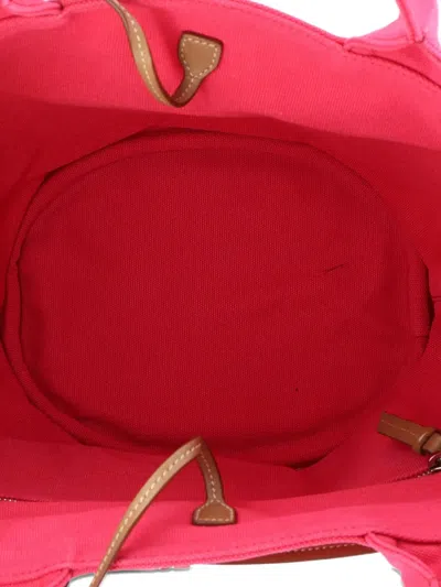 Pre-owned Prada Canapa Convertible Shopping Tote Canvas Medium Bucket Bag In Pink