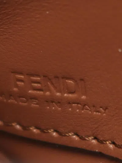 Pre-owned Fendi 2010-2025 Denim Effect Ff Jacquard Wallet On Chain Baguette Satchel In Blue