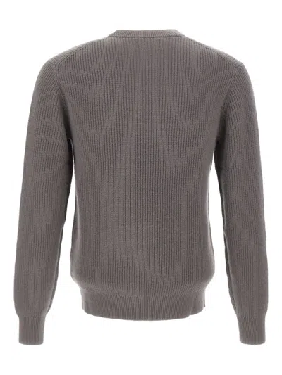 Sun 68 Ribbed Embroidered-logo Sweater In Gray