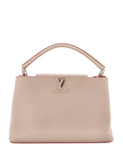 Pre-owned Louis Vuitton Capucines Bag Leather Mm Satchel In Neutral