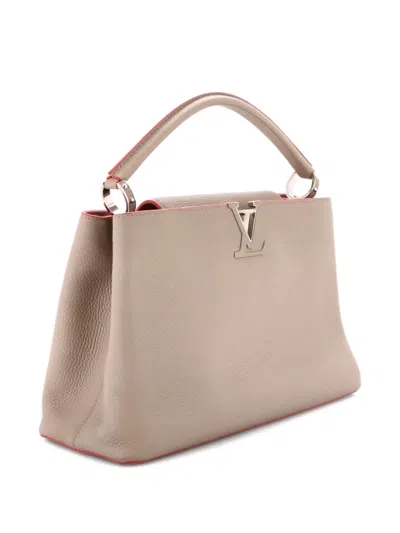 Pre-owned Louis Vuitton Capucines Bag Leather Mm Satchel In Neutral