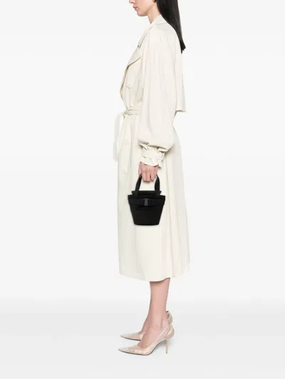 Pre-owned Ferragamo 1990-2025 Suede Vara Bow Bucket Bag In Black