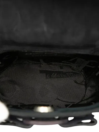 Pre-owned Ferragamo 1990-2025 Suede Vara Bow Bucket Bag In Black