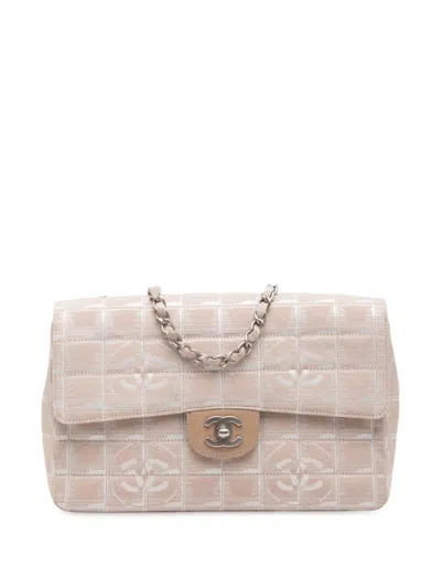 Pre-owned Chanel 2002-2003 Medium New Travel Line Nylon Single Flap Shoulder Bag In Brown