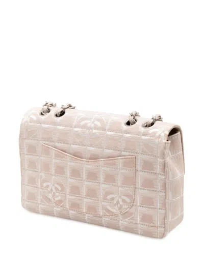 Pre-owned Chanel 2002-2003 Medium New Travel Line Nylon Single Flap Shoulder Bag In Brown