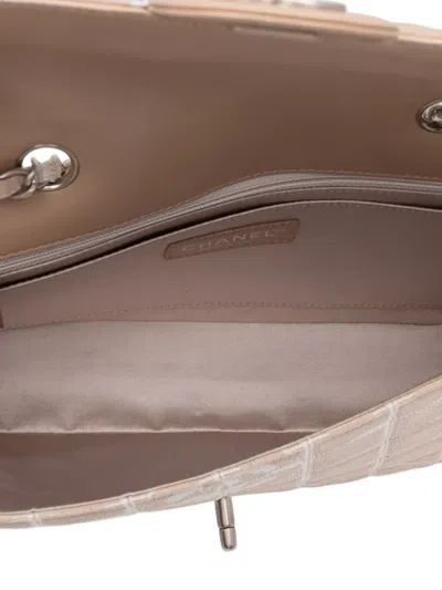 Pre-owned Chanel 2002-2003 Medium New Travel Line Nylon Single Flap Shoulder Bag In Brown