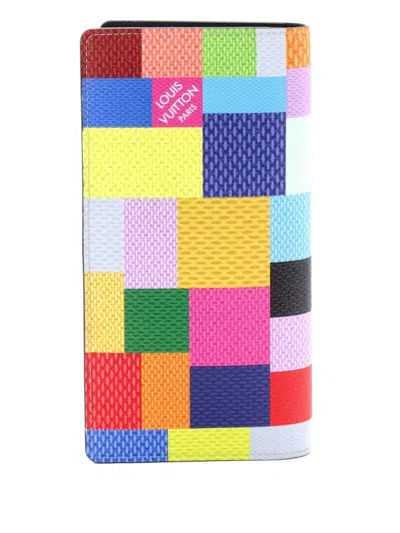 Pre-owned Louis Vuitton Brazza Wallet Limited Edition Multicolor Damier Graphite 3d Small Wallets In Black