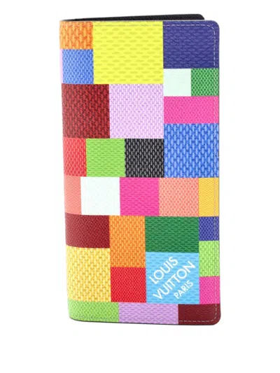 Pre-owned Louis Vuitton Brazza Wallet Limited Edition Multicolor Damier Graphite 3d Small Wallets In Black